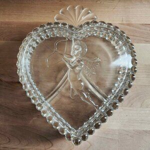 Vintage Paden City Glass Divided Cupid Heart Candy Dish w/ Lid | Valentine's Day